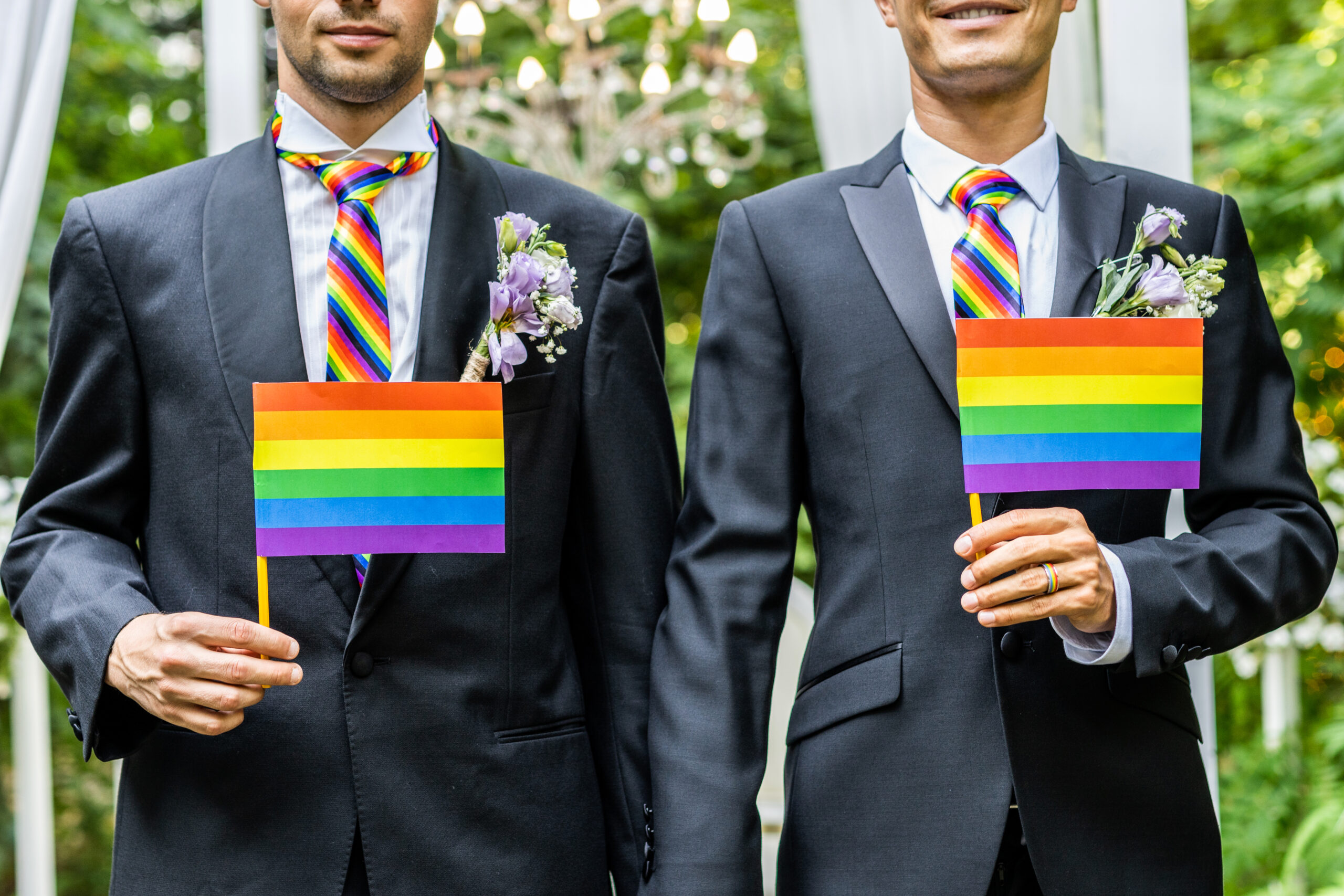 Gay couple celebrating their wedding