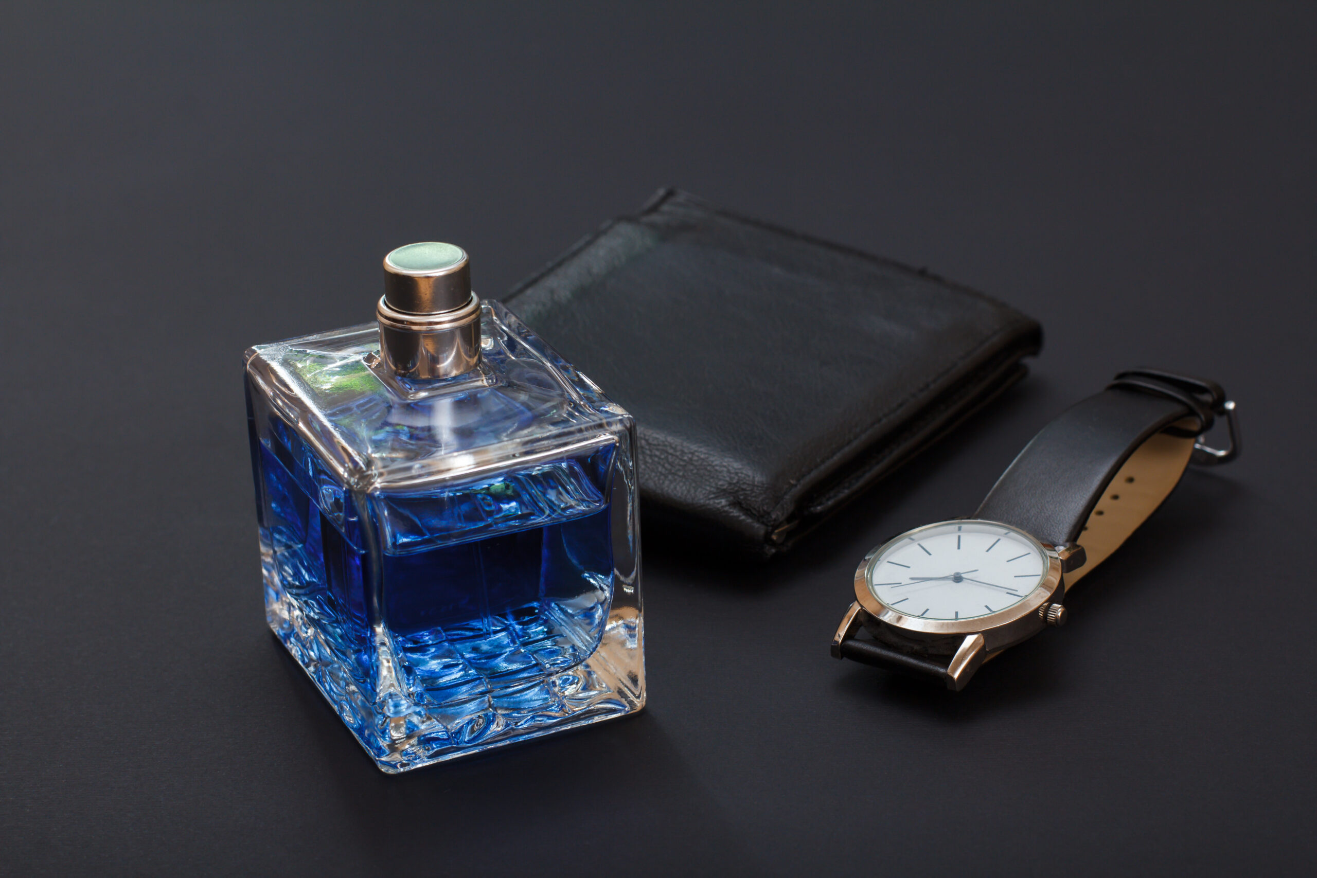 Set of men accessories in business style. Luxury businessman attributes.
